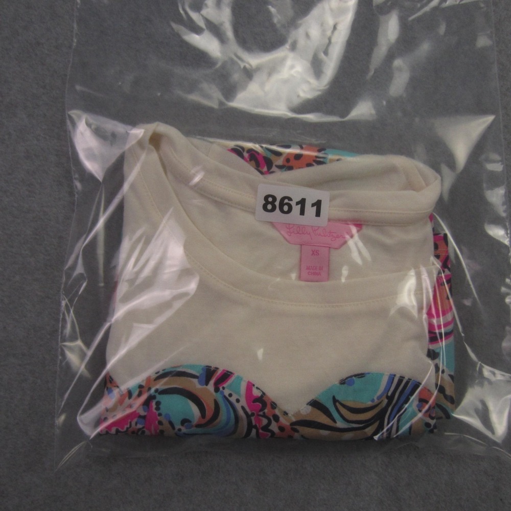 Lilly Pulitzer Blouse Womens XS Blue Paisley Floral Silk Blend Short Sleeve - Picture 14 of 14